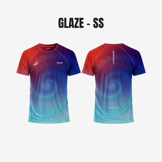 VOLTANDFAST X MHM26 MEN'S GLAZE RUNNING JERSEY SPIRAL - PINK/BLUE