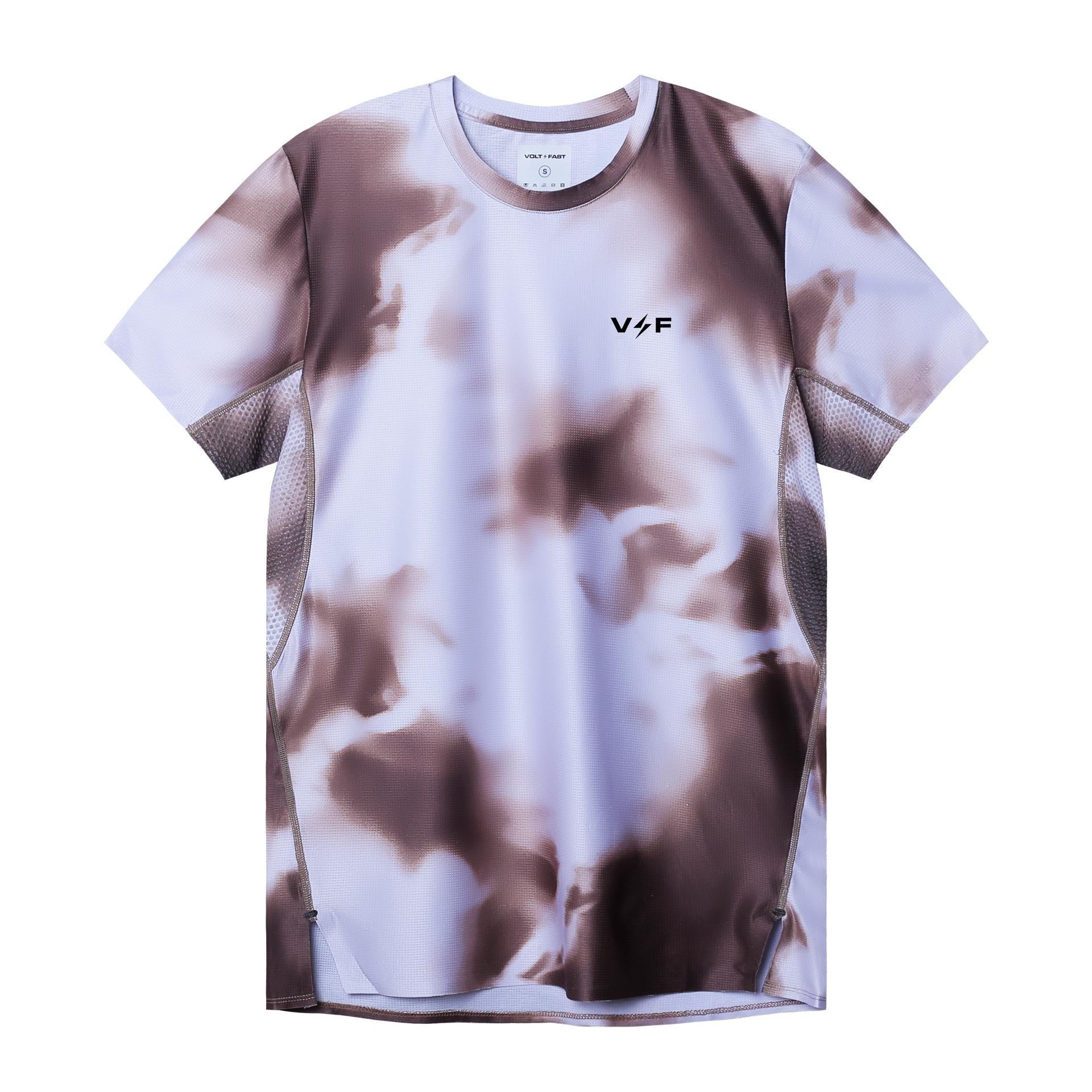 Voltandfast Men's Blaze Tie Dye Running Jersey  - Brown Coffee