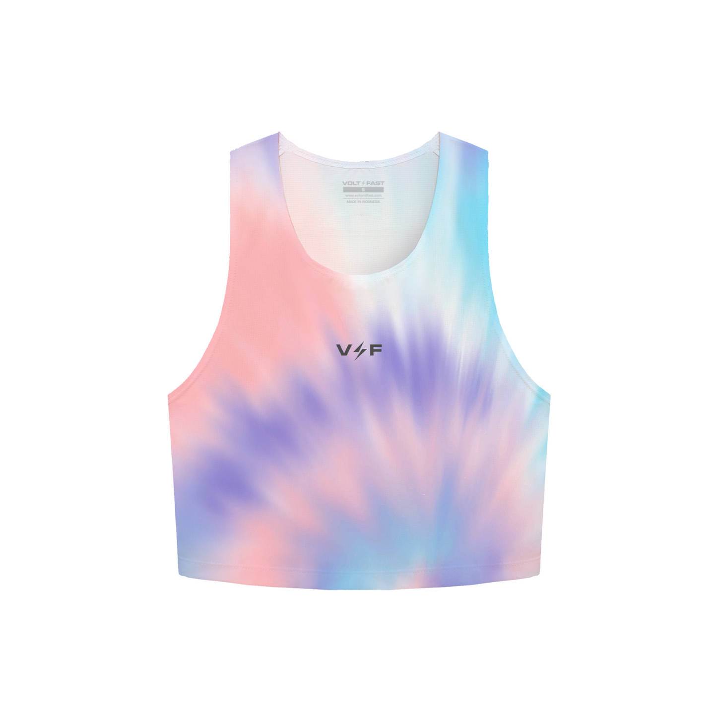 Women's Bolt Sports Crop Top Tie Dye Series - Blue/Siesta