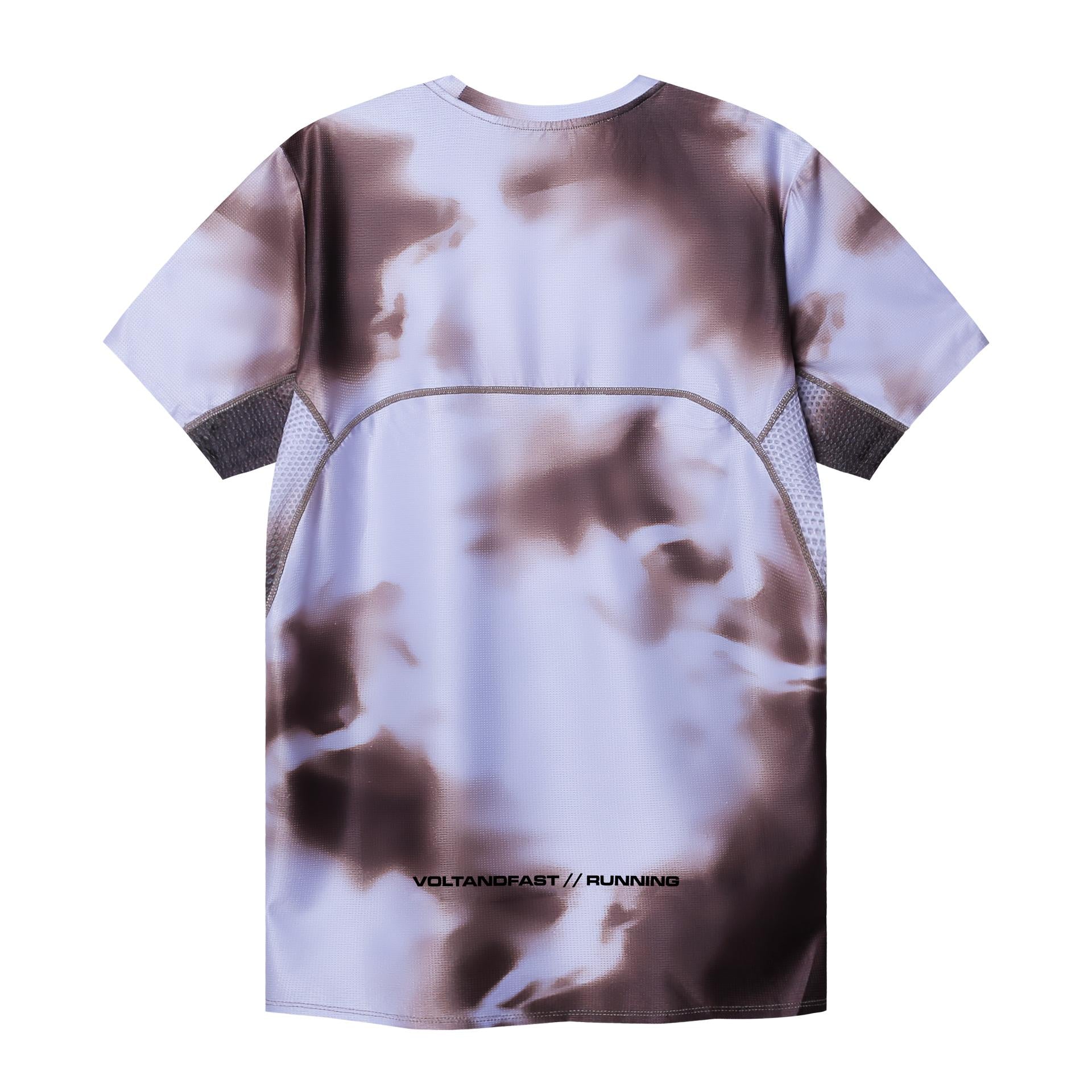 Voltandfast Men's Blaze Tie Dye Running Jersey  - Brown Coffee