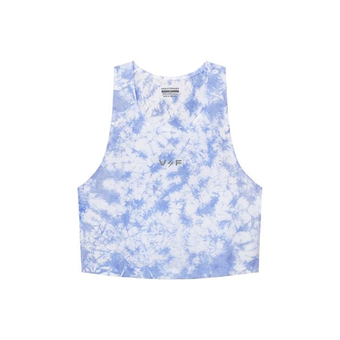 Women's Lightning Crop Top Tie Dye Series V3 - Blue / White