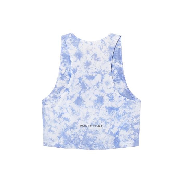Women's Lightning Crop Top Tie Dye Series V3 - Blue / White